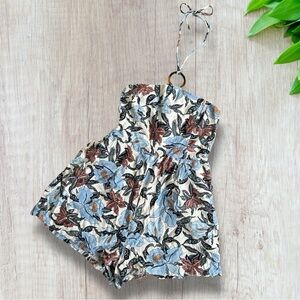 Old Navy Halter Floral Romper - Blue, Brown, White Size M